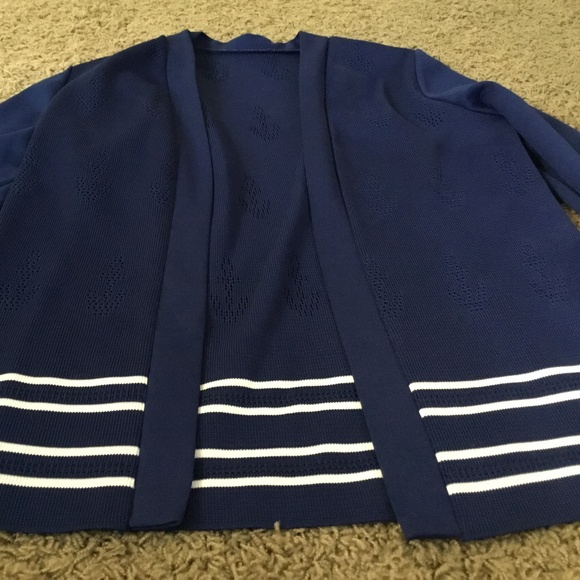 Vintage 60’s Blue Nautical Open-Front Sweater FAB! - Picture 2 of 11